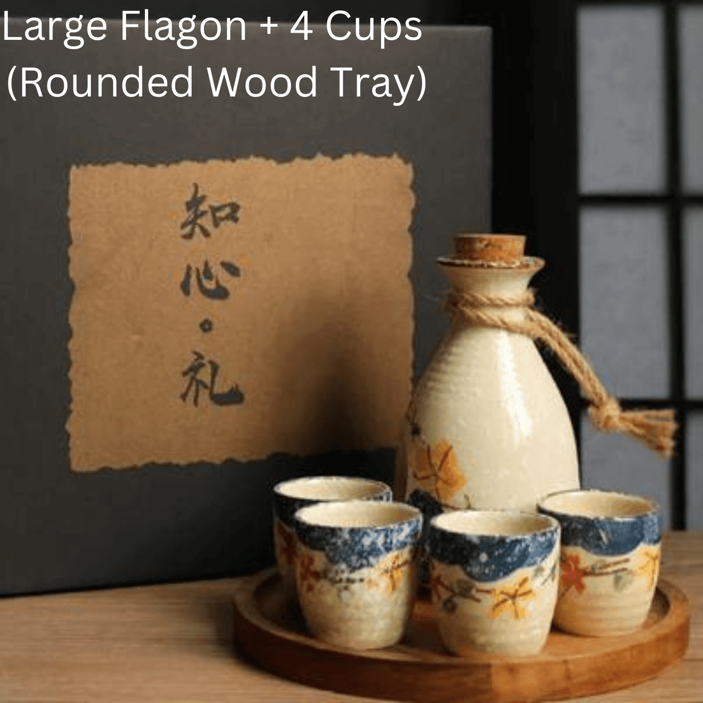 Japanese Sake Set – Sakura Ceramic Flagon Cups Tray Options