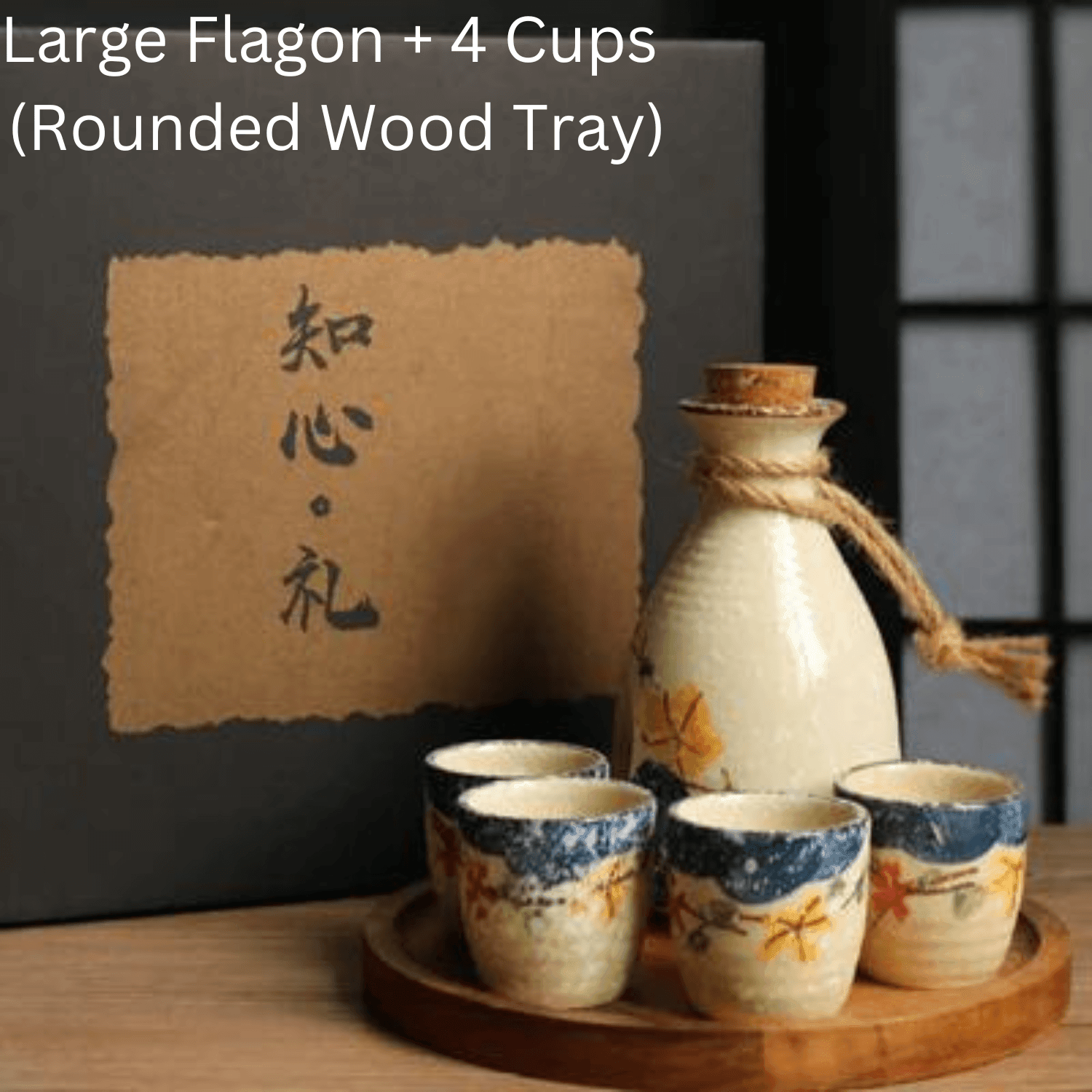Japanese Sake Set – Sakura Ceramic Flagon Cups Tray Options