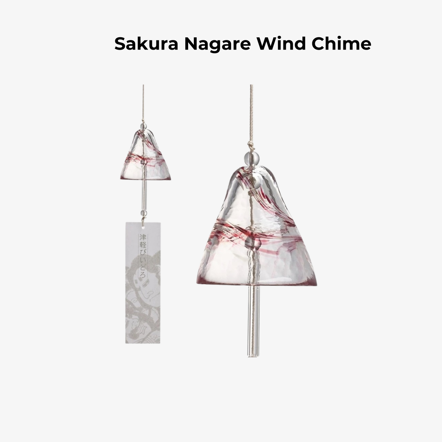 Glass Wind Chime Handcrafted Japanese Aderia Hand-Blown Hand-Painted Furin Home Decor Gift Made in Japan