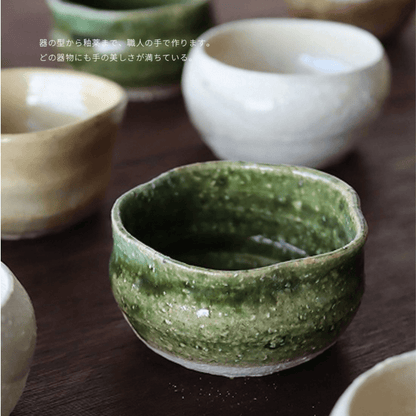 Ceramic Tea Cup Set Awasaka Handcrafted Rustic Japanese Coarse Ceramic Teacup Mini Plate Wooden Box Made in Japan