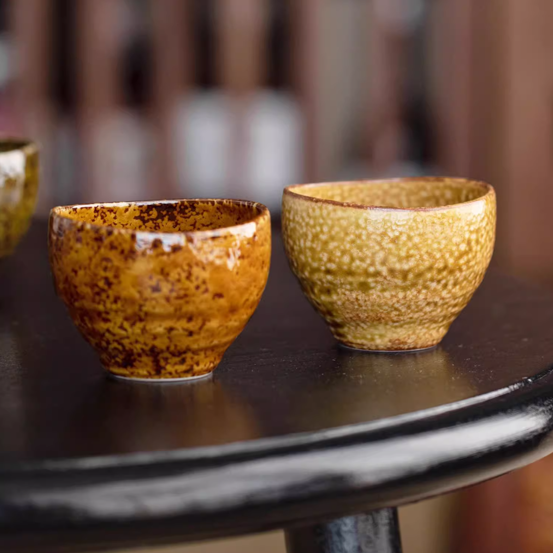 Japanese Tea Cup Set of 5 – Mino Ware Autumn Wabi-Sabi Glaze