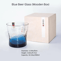1x Blue Beer Glass (Wooden Box)