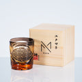 Whiskey Glass Edo Kiriko Crane Feather – Hand-Cut Japanese Tumbler with Wooden Box | 5 Amber Colors