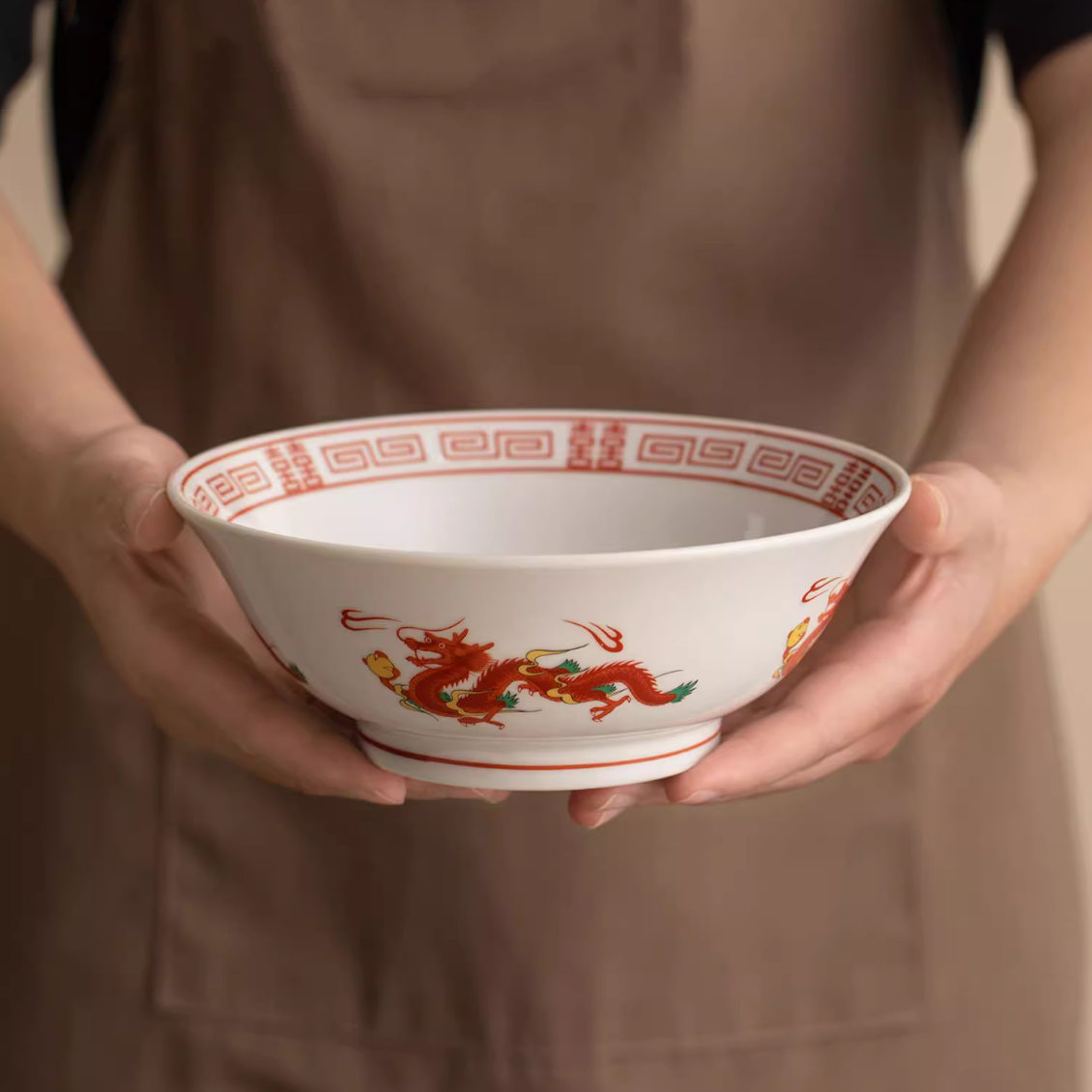 Japanese Ramen Bowl – Mino Ware Dragon & Phoenix Ceramic