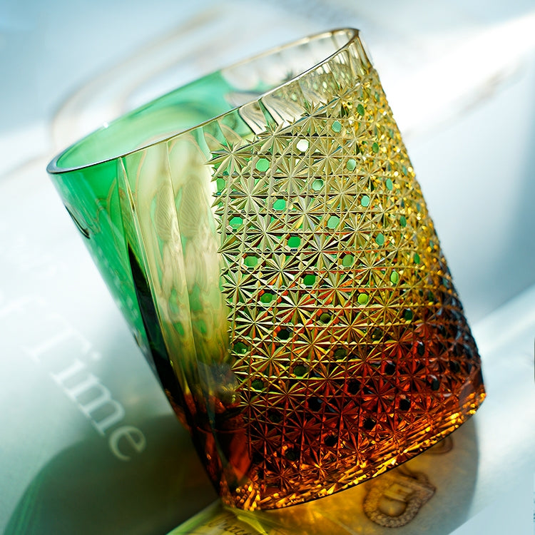 Japanese Whiskey Glass Fujin Wind God – Edo Kiriko Handcrafted Crystal