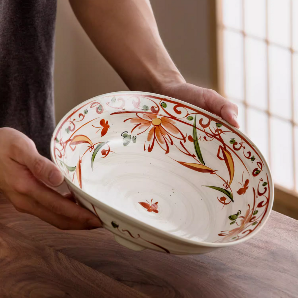 Japanese Ceramic Dish Set – Mino Ware Akae Red Butterfly
