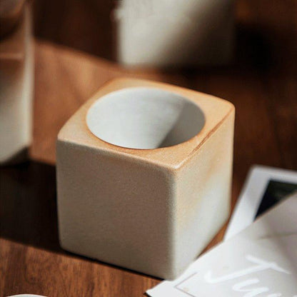 Coffee Cup Ceramic Cone Shape Handcrafted with Stand 4 Colors