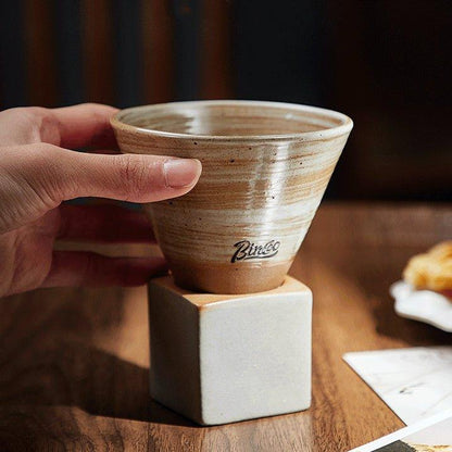 Coffee Cup Ceramic Cone Shape Handcrafted with Stand 4 Colors