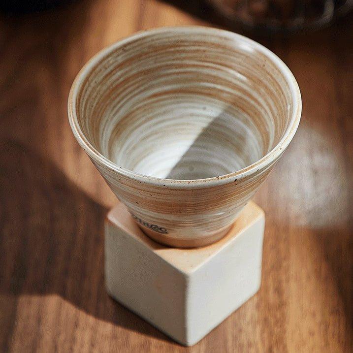 Coffee Cup Ceramic Cone Shape Handcrafted with Stand 4 Colors
