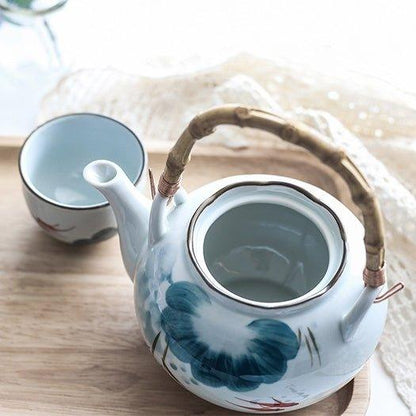 Ceramic Tea Set Goldfish Japanese Handcrafted Teapot 4 Cups Lucky