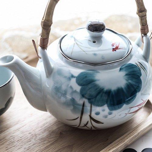 Ceramic Tea Set Goldfish Japanese Handcrafted Teapot 4 Cups Lucky