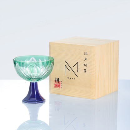 Sake Glass Edo Kiriko Takadai Komon Grand | Red Blue Green