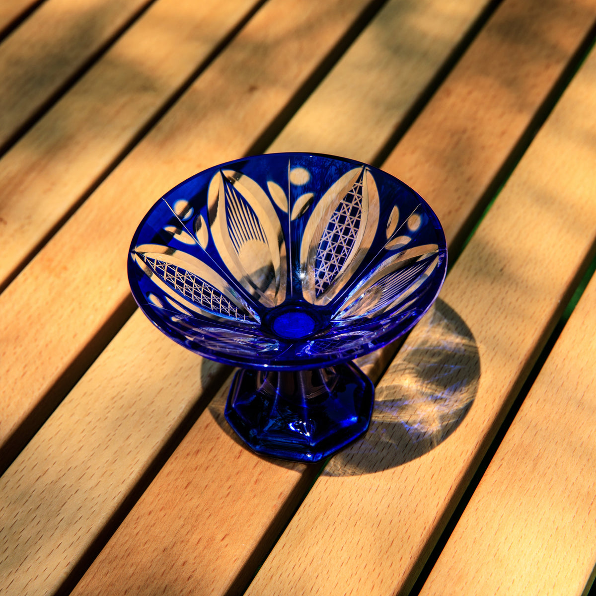 Sake Glass Edo Kiriko Karyu Hana-kiri Yarai Hand-Cut Crystal | Japanese Artisan Glassware