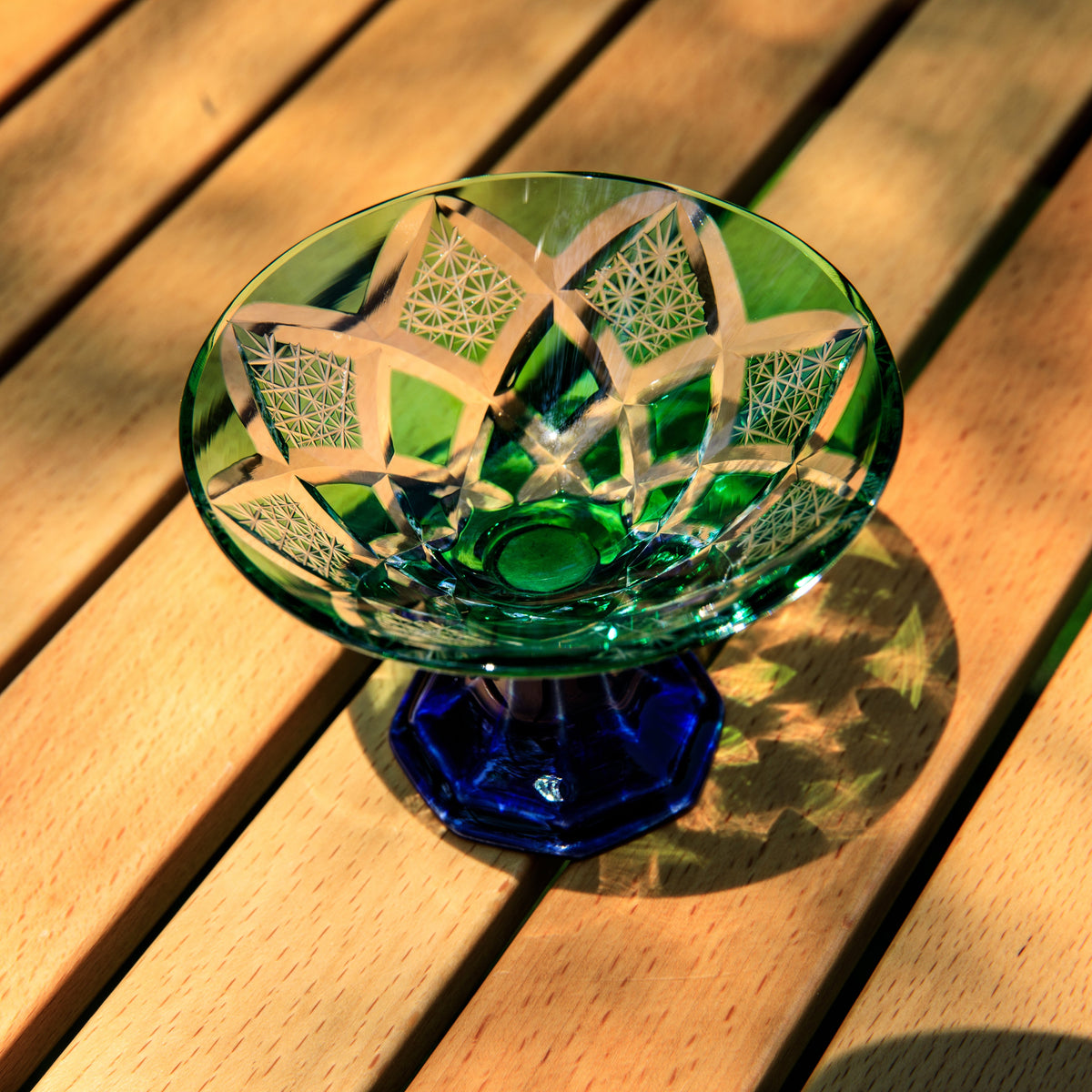 Sake Glass Edo Kiriko Karyu Hana-kiri Yarai Hand-Cut Crystal | Japanese Artisan Glassware