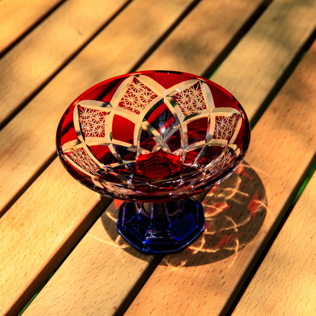 Sake Glass Edo Kiriko Karyu Hana-kiri Yarai Hand-Cut Crystal | Japanese Artisan Glassware