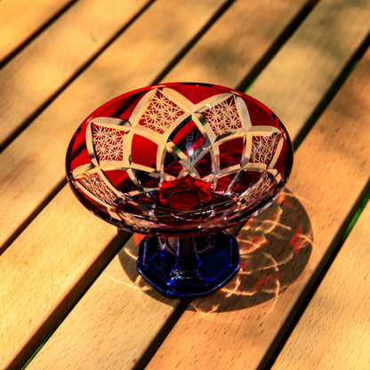 Sake Glass Edo Kiriko Karyu Hana-kiri Yarai Hand-Cut Crystal | Japanese Artisan Glassware