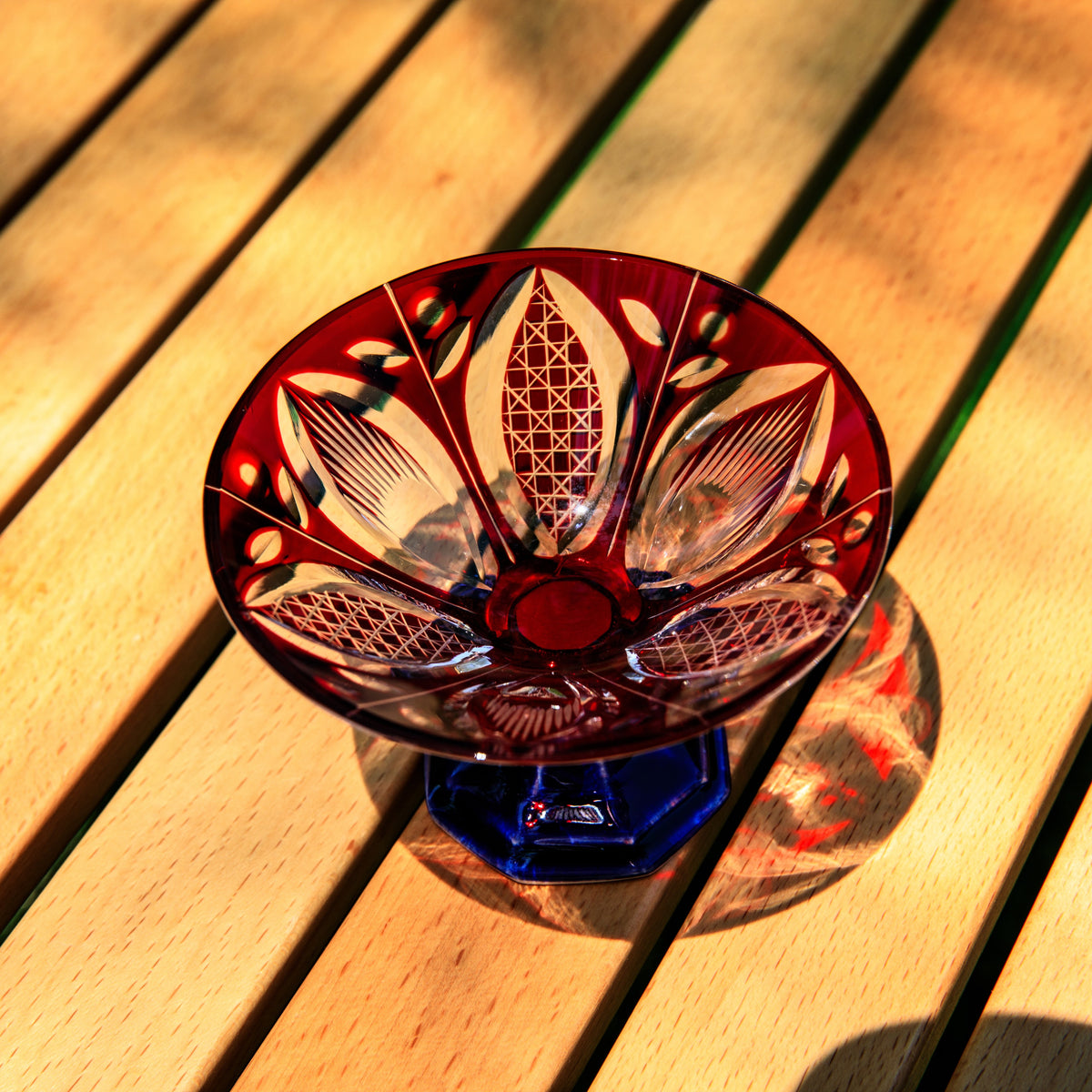 Sake Glass Edo Kiriko Karyu Hana-kiri Yarai Hand-Cut Crystal | Japanese Artisan Glassware
