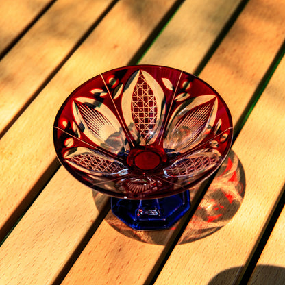 Sake Glass Edo Kiriko Karyu Hana-kiri Yarai Hand-Cut Crystal | Japanese Artisan Glassware