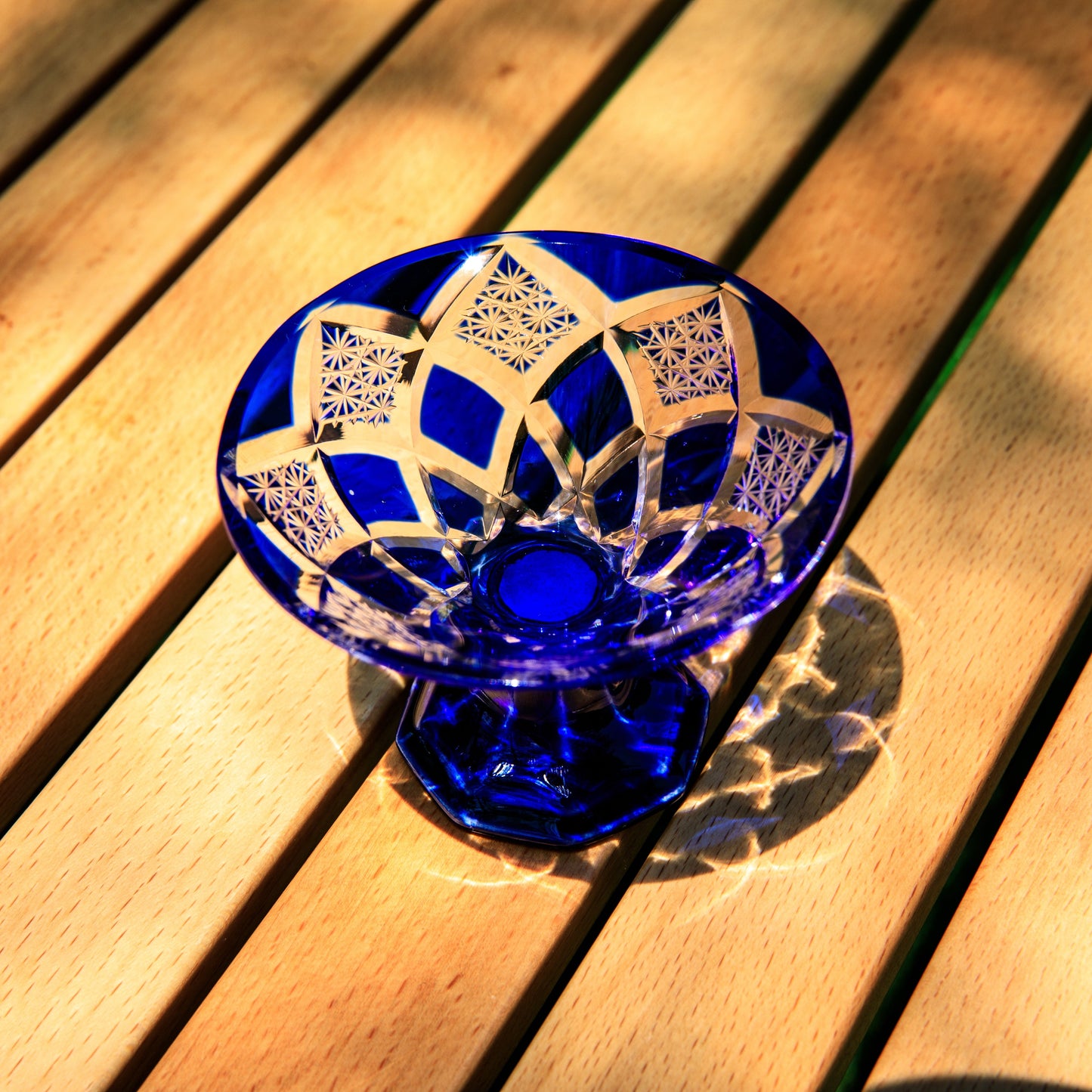 Sake Glass Edo Kiriko Karyu Hana-kiri Yarai Hand-Cut Crystal | Japanese Artisan Glassware
