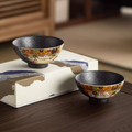Japanese Couple Rice Bowl Set – Kutaniyaki Gold Floral Meoto