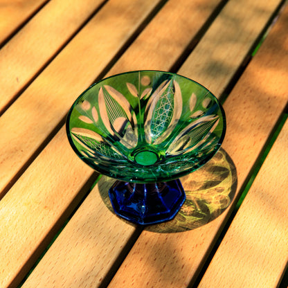 Sake Glass Edo Kiriko Karyu Hana-kiri Yarai Hand-Cut Crystal | Japanese Artisan Glassware