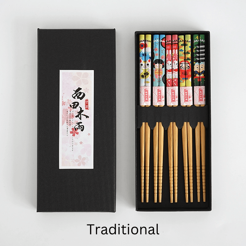 Bamboo Chopsticks Set of 5 Pairs – Japanese Themed Designs