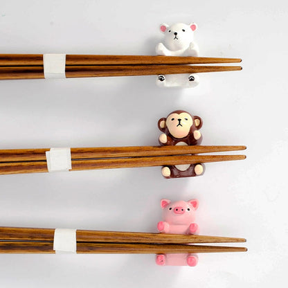 Kids Chopsticks Wooden Animal Series Japanese Panda Kitten with Rest