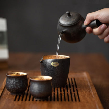 Tea Set Arita Ware Kintenmoku Crystalline Glaze Handcrafted Japanese Ceramic Teacup Tea Pitcher Gift Box Made in Japan