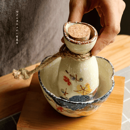Japanese Sake Set – Sakura Ceramic Flagon Cups Tray Options