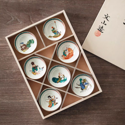 Japanese Tea Cup Set – Kutaniyaki Seven Lucky Gods 7 Cups