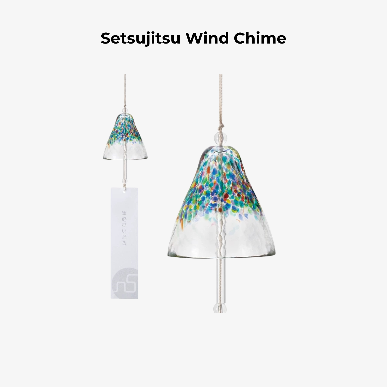 Glass Wind Chime Handcrafted Japanese Aderia Hand-Blown Hand-Painted Furin Home Decor Gift Made in Japan