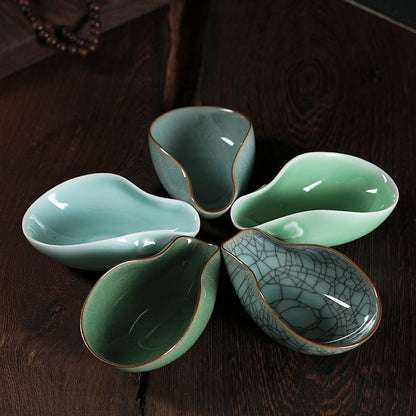 Longquan Celadon Ice Crack Cha He Tea Holder, 5 Styles