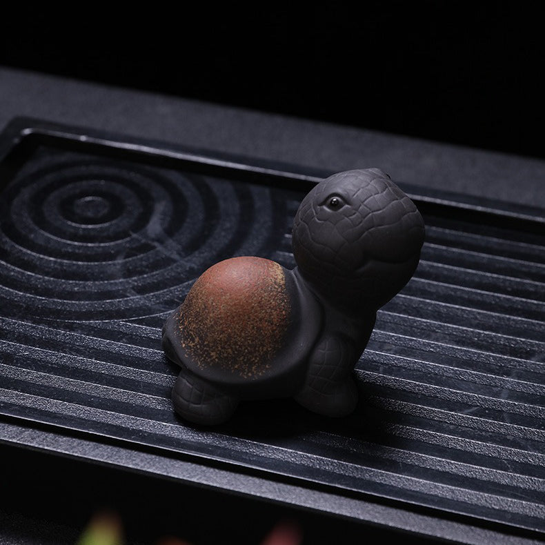 Handmade Purple Clay Tortoise Tea Pet | Longevity