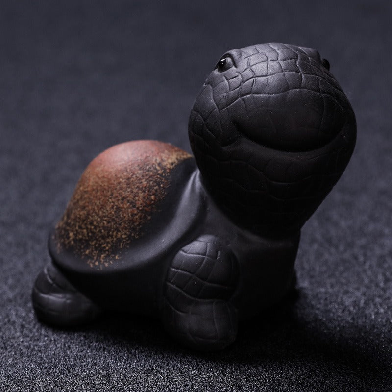 Handmade Purple Clay Tortoise Tea Pet | Longevity