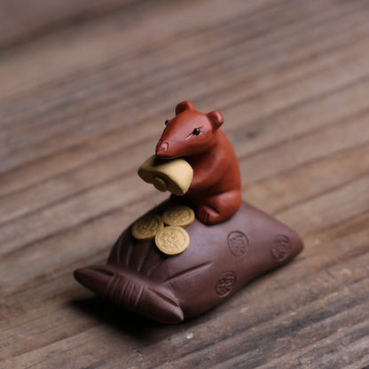 Tea Pet Purple Clay Mouse Wealth Zisha Gongfu Decor