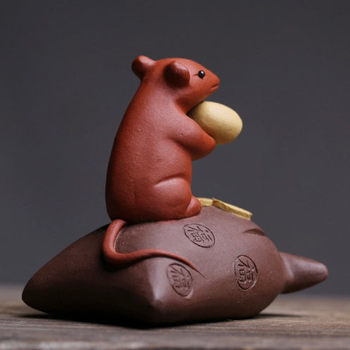 Tea Pet Purple Clay Mouse Wealth Zisha Gongfu Decor
