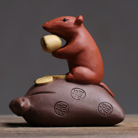 Tea Pet Purple Clay Mouse Wealth Zisha Gongfu Decor