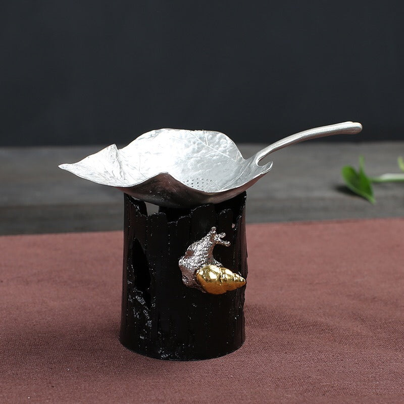 Tea Strainer with Holder Leaf Design – Tin or Clay 2 Styles