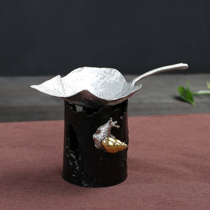 Tea Strainer with Holder Leaf Design – Tin or Clay 2 Styles