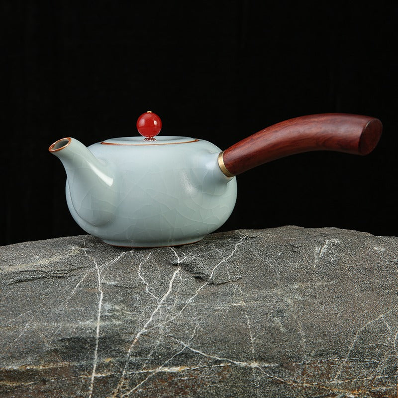 Agate Lid Teapot Japanese Pottery Clay Sado 200ml