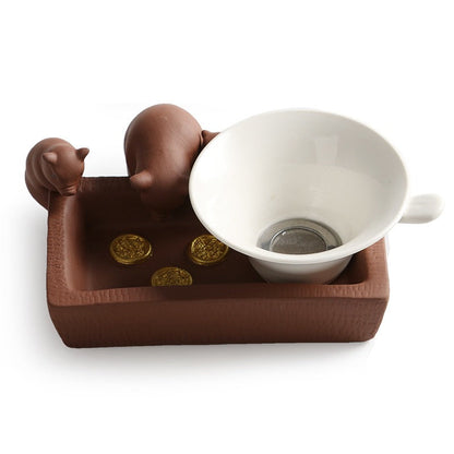 Pig Tea Pet Yixing Purple Clay Piggy Lucky Zodiac Tray Gift