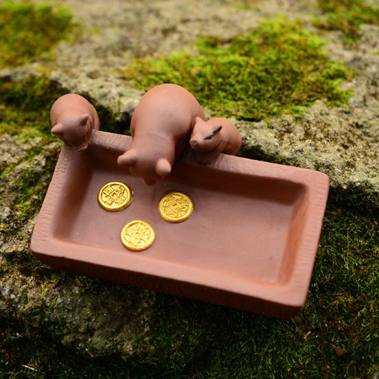 Pig Tea Pet Yixing Purple Clay Piggy Lucky Zodiac Tray Gift