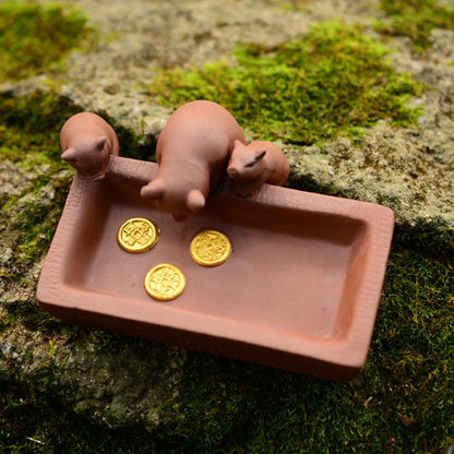 Pig Tea Pet Yixing Purple Clay Piggy Lucky Zodiac Tray Gift