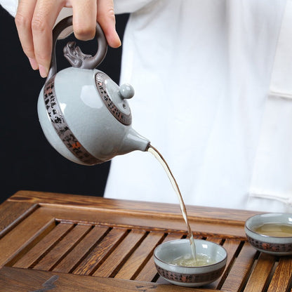 Ge Kiln Ice Crack Teapot, 200ml Double Glaze Ceramic