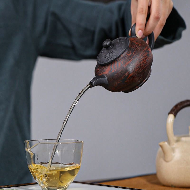 Yixing Purple Clay Teapot Hexagonal Zisha Gongfu