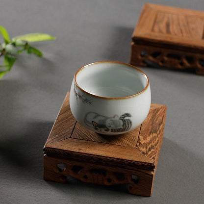 Wenge Wood Teapot Stand | Handcrafted Solid Wood Tea Tray Base for Tea Ceremony
