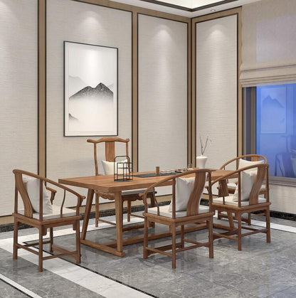 Gongfu Tea Table Set Solid Wood with Chairs 4 Sizes