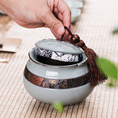 Tea Caddy Ge Kiln Ceramic Lotus Shape – 220g Airtight