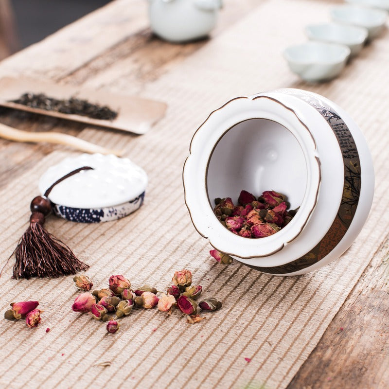 Tea Caddy Ge Kiln Ceramic Lotus Shape – 220g Airtight