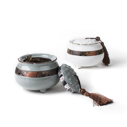 Tea Caddy Ge Kiln Ceramic Lotus Shape – 220g Airtight